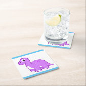 可愛いイラストレーションブロントサウルス恐竜。 スクエアペーパーコースター (インサイチュ)