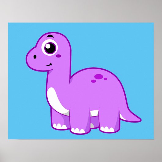 可愛いイラストレーションブロントサウルス恐竜。 ポスター (正面)