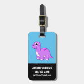 可愛いイラストレーションブロントサウルス恐竜。 ラゲッジタグ (正面縦)