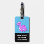 可愛いイラストレーションブロントサウルス恐竜。 ラゲッジタグ (裏面縦)