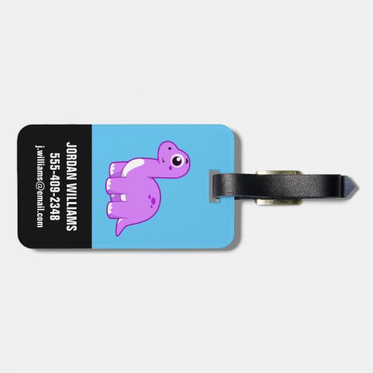 可愛いイラストレーションブロントサウルス恐竜。 ラゲッジタグ (裏面横)