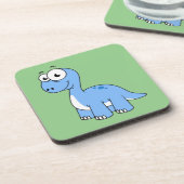 可愛いイラストレーションブロントサウルス。 コースター (左側)