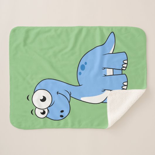 可愛いイラストレーションブロントサウルス。 シェルパブランケット (正面(横))