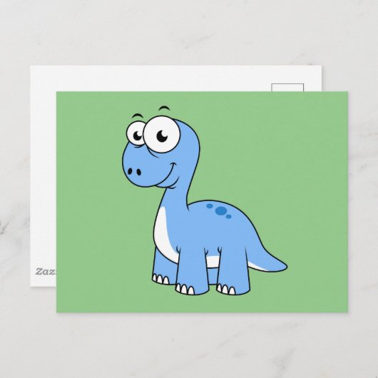 可愛いイラストレーションブロントサウルス。 ポストカード (正面/裏面)
