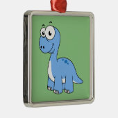 可愛いイラストレーションブロントサウルス。 メタルオーナメント (右)