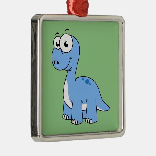 可愛いイラストレーションブロントサウルス。 メタルオーナメント (右)