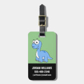 可愛いイラストレーションブロントサウルス。 ラゲッジタグ (正面縦)