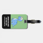 可愛いイラストレーションブロントサウルス。 ラゲッジタグ (裏面横)