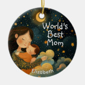 可愛いイラストレーション・オブ・マザー&チャイルド | 母の日 セラミックオーナメント (正面)