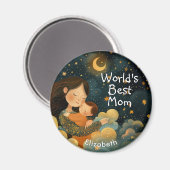 可愛いイラストレーション・オブ・マザー&チャイルド | 母の日 マグネット (正面/裏面)