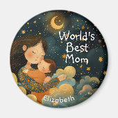 可愛いイラストレーション・オブ・マザー&チャイルド | 母の日 マグネット (正面)