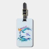 可愛いイルカが二人 ラゲッジタグ (正面縦)