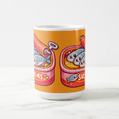 可愛いイワシ缶 ピンク オレンジ コーヒーマグカップ (中央)