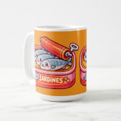 可愛いイワシ缶 ピンク オレンジ コーヒーマグカップ (正面左)