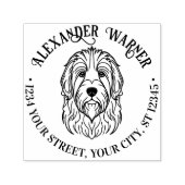 可愛いイングリッシュシェプドッグの頭名差出人住所 セルフインキングスタンプ (デザイン)