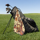 可愛いイングリッシュ絵を描ブルドッグ ゴルフタオル (グリーン)