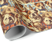可愛いイングリッシュ絵を描ブルドッグ ラッピングペーパー (ロールコーナー)