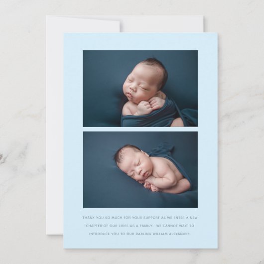 可愛いインスタントモダン写真複数3枚誕生 案内状 (裏面)