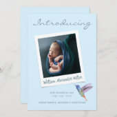 可愛いインスタントモダン写真複数3枚誕生 案内状 (正面/裏面)