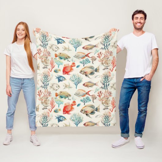 可愛いインスパイアヴィンテージシーライフ フリースブランケット (インサイチュ)