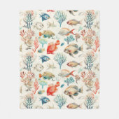 可愛いインスパイアヴィンテージシーライフ フリースブランケット (正面)