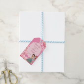 可愛いインディアンブライダルカップルのピンクの蓮の花 ギフトタグ (より糸付き)