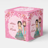 可愛いインディアンブライダルカップルのピンクの蓮の花 フェイバーボックス (正面サイド)