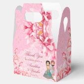 可愛いインディアンブライダルカップルのピンクの蓮の花 フェイバーボックス (オープン)