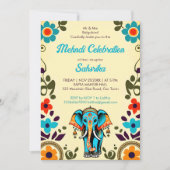 可愛いインディアン結婚のゾウテンプレート 招待状 (正面)