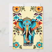 可愛いインディアン結婚のゾウテンプレート 招待状 (裏面)