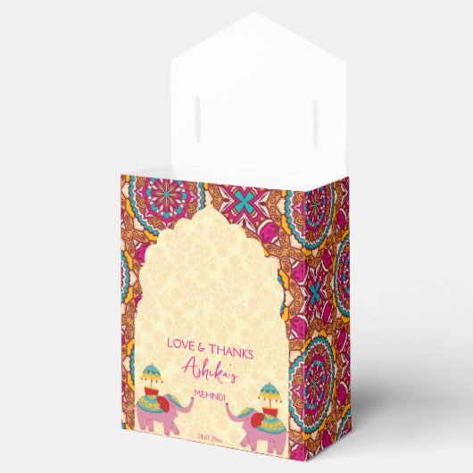 可愛いインディアン結婚ゾウのピンク フェイバーボックス (オープン)