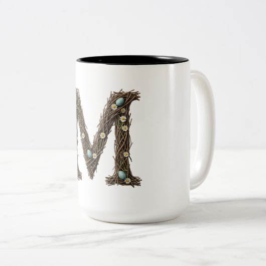 可愛いイースターのイニシャルMマグカップ Rustic+Floral+Letter ツートーンマグカップ (正面右)