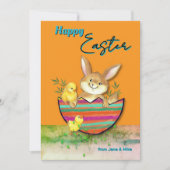 可愛いイースターバニーとチックオレンジ シーズンカード (正面)