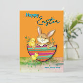 可愛いイースターバニーとチックオレンジ シーズンカード (スタンド正面)