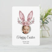 可愛いイースターバニー耳キッズ写真 シーズンカード (スタンド正面)