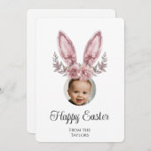 可愛いイースターバニー耳キッズ写真 シーズンカード (正面/裏面)