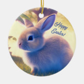可愛いイースターバニー、ハッピーイースター- personalizable セラミックオーナメント (正面)