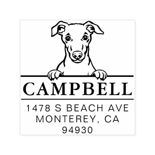 可愛いウィペットカスタム犬の住所スタンプ セルフインキングスタンプ (デザイン)