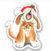 可愛いウィムシーなクリスマスキャロルの歌う犬 シール (正面)