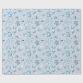 可愛いウィムシー赤ちゃんシャワーブルーラッピング転が紙 ラッピングペーパー (フラット)