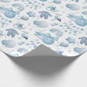 可愛いウィムシー赤ちゃんシャワーブルーラッピング転が紙 ラッピングペーパー (角)