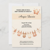 可愛いウィムシー赤ちゃんシャワー服ライン招待状 招待状 (正面)