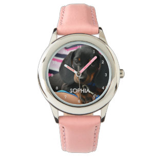 可愛いウィーナーダッチシュント犬の子犬の動物のガーリー子供 腕時計