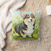 可愛いウェールズのペンブロークコーギタンデリオンズピロー クッション (ブランケット)