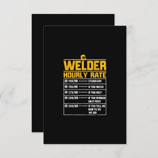 可愛いウエルおもしろいダー時給 |溶接機のギフト サンキューカード (正面/裏面)