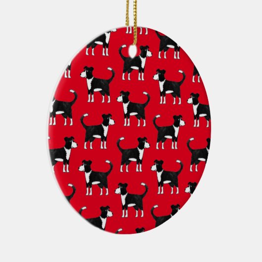 可愛いウエルシ縁どーコリー羊の犬のパターン セラミックオーナメント (右)