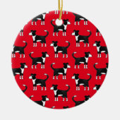 可愛いウエルシ縁どーコリー羊の犬のパターン セラミックオーナメント (正面)