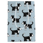 可愛いウエルシ縁どーコリー羊の犬のパターン ミディアムペーパーバッグ (裏面)