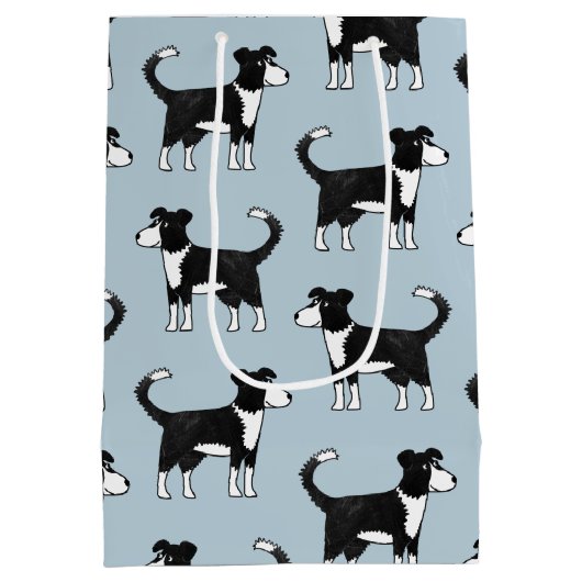可愛いウエルシ縁どーコリー羊の犬のパターン ミディアムペーパーバッグ (裏面)