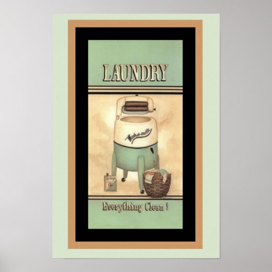 可愛いウォッシュオマティックなヴィンテージ広告ポスター ポスター (正面)